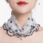 Women Shiny Pearl Organza Chiffon Scarves Bandana Ruffle Scarf Headband ☆ : White Photo 0