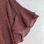 Stitch Fix 41 Hawthorn XXL Top Eliza Ruffle Sleeve Scoop Neck Blouse Career Brown Photo 5