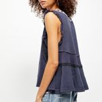 Free People  Navy Blue Market Place Boho Tee Tank Top Photo 1