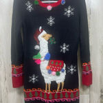 33 Degrees Funky Llama Ugly Christmas Sweater Dress sz XS Colorful Holiday Party Photo 0