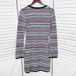 Vintage Moda International Striped Scoop Neck Sweater Dress Multicolor Medium Gray Photo 9