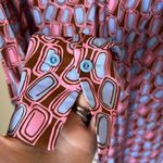 Alexis  pink blue brown geometric retro blouse Photo 6