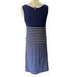 Seraphine Navy & White Striped MATERNITY Scoop neck bodycon Midi Dress Size 6 Blue Size L Photo 4
