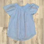 Liz Claiborne  Blue Red Embroidered Short Sleeve Top Cotton Gauzy Shirt Size S Photo 5