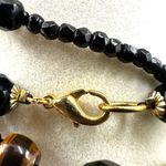 Obsidian and tigers eye long beaded necklace Black Photo 4