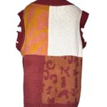 Umgee Wild Ride Red Brick Animal Print V-Neck Vest Size Small Photo 2