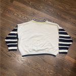 Top shop oversized puff striped sleeve mock neck cable knit sweater medium Photo 6