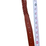 VTG Braided Faux Leather Belt Reddish Brown Brass Buckle 32” Photo 3