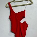 AQUA Red One Shoulder Cut Out One Piece Swimsuit Sz XL NWT Photo 7