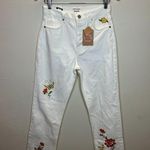 Reformation Women's Size 26 White Cynthia Floral Embroidered Straight Jeans NWT Photo 1