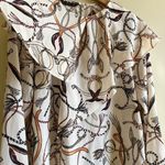 ZARA DOUBLE FRILL Chain Print Blouse Long Sleeve Top Womens Size S Wrinkle Free Photo 7