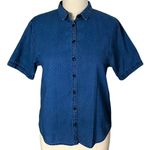 Madewell  Chronicle Denim Blue Jean Dot Shirt Boho Embroidered Top ~ Women's XS Photo 4