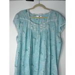 Eileen West Blue Floral Lace Trim Cotton Nightgown Dress Cottage Size XL Photo 2