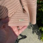 Calvin Klein  Womens Sweater Size Medium Pink Metallic Gold Cowl Neck Ribbed Knit Photo 6