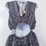 Z & L Europe Milena Maxi Dress Printed Cutout Tassels Frayed Hem 100% Cotton Gray Size L Photo 13