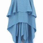 Balenciaga Linen Handkerchief High-Low Linen Skirt Light Blue 40 *Authentic Photo 0