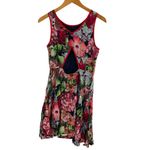Jack Vintage Hawaiian Hibiscus Cutout Fit and Flare Dress Size 2 Red Black Green Photo 4