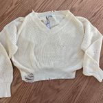 Distressed Cream Sweater Top Photo 0