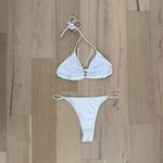 Women's Bikini Set Size S White Triangle Top Tie‎ Side Bottom Swim Sexy Minimal Photo 2
