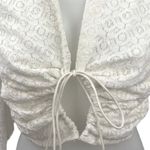 NA-KD NEW  White Trumpet Long Sleeve Lace Tie V-Neck Collar Crop Top Blouse Sz 6 Photo 2