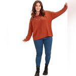 BloomChic Rust Orange Pearl Embellished Sweater Size 10 Feminine Knit Top in EUC Photo 11