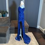 Women’s Blue Sparkly Mermaid Fit Prom Party Dress CrissCross Straps Size 4 *READ Photo 2