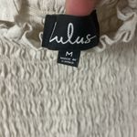 Lulu's Your Sunshine Beige Smocked Flutter Sleeve Top Beige Cream Medium White Photo 4