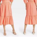 A New Day 18.  Coral Peach Maxi Tiered With Pockets Skirt Size XL Photo 1