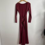 VICI  Dress Open‎ Back Long Sleeve Maxi Burgundy Wine Size Extra Small Photo 6