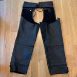 Vtg Harley Davidson Women’s Chaps Black Leather Biker Riding Gear Size Medium Photo 4