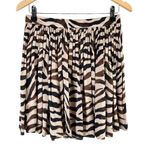 J.Crew‎ Featherweight Satin Pleated Mini Skirt in Zebra Stripe Brown Beige, Sz 2 Photo 1