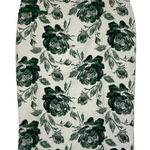 Eva Mendes Women’s Green Rose Floral MidiPencil Skirt With Gold Buttons Size 10 White Photo 0