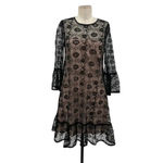 Reiss Jade Lace Dress Black Nude A-Line Bell Sleeve Embroidered Size US 6 Photo 2