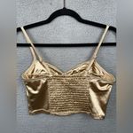 Free People  Top Womens Medium Latte Casino Royal Brami Crop Smocked Back Y2K NEW Photo 5