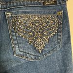 Miss Me Bedazzled Thick Stitch Skinny Jeans Women's 27 Dark Wash Embroidered Photo 10