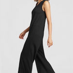 Eileen Fisher Elieen Fisher Black VISCOSE JERSEY WIDE-LEG JUMPSUIT Size L Photo 0