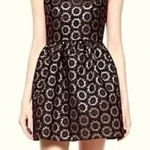 Red Valentino  Gathered Sun Barcode Dress Black Gold 40 Photo 0