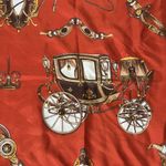 Vintage 100% silk scarf carriage equestrian horse brown orange Photo 0