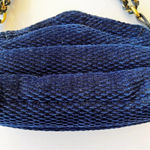 Kooreloo Rich Blue Velour Mini Bag Black Leather Trim Chain Strap Luxury Purse Blue Photo 7