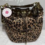 Coach Madison Ocelot OP Art Marielle Patent Leather Trim Bucket Drawstring Bag Photo 0