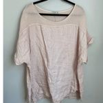 LUNGO L'ARNO Linen Knit Pink Oversized Top Short Sleeve Euro Cottage Earthy Soft Size 3X Photo 1