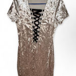Love j  Crushed Velvet Backless Dress in Silver Photo 0