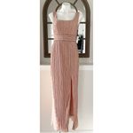 Adrianna Papell  Metallic Pleated Long Gown in Rose, Size 8 NEW w/Tag $229 Photo 1