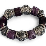 None Purple and Silver Beaded Bracelet Photo 0