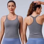  Ribbed Workout Tank Tops for Women Racerback Seamless Crop Tank Tops with Built in Bra Athletic Camisole Sport Tanks Photo 1