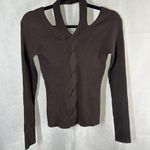 Jonathan Simkhai Leah Ribbed Cable Knit Wool Blend Sweater Chocolate Size XS Photo 0