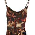 Pretty Little Thing  Renaissance Print Mesh Ruched Mini Dress Bodycon Sexy Size 8 Photo 5