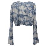Hollister NEW  Blue White Cloud Tie Dye Long Bell Sleeve Crop Cardigan Size S Photo 5
