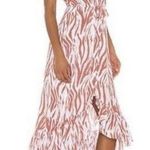 Rails  Frida Rust Zebra Midi Dress Sleeveless Ruffle Front Tie Waist Women’s L Photo 1