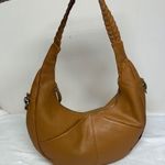 Soft Italian Half Moon Hobo with Whipstitch Handle Tan Photo 0